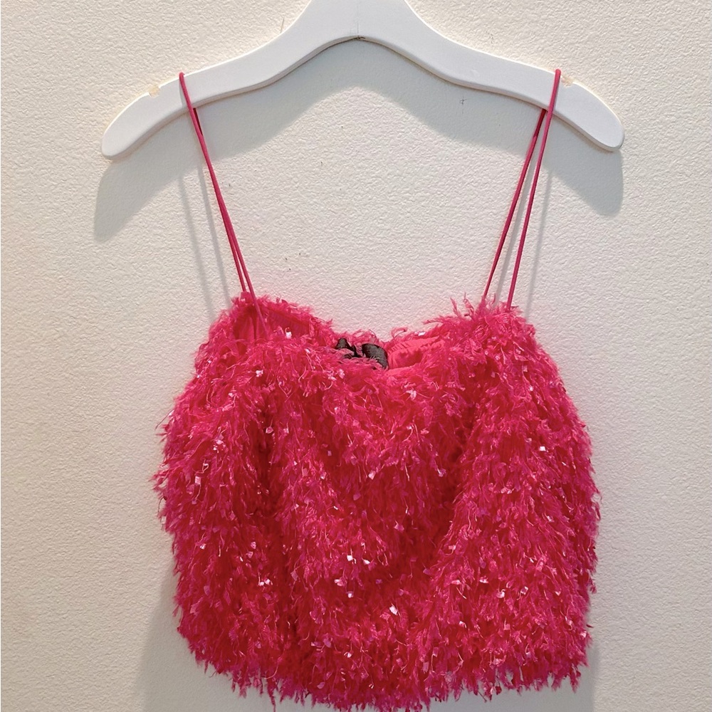 Anthropologie Pink Fun Fuzzy Tank Top - Picture 2 of 5